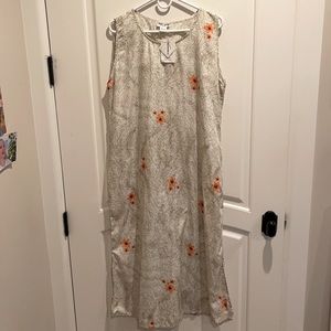 NWT ankle length light weight dress tan, cream and orange